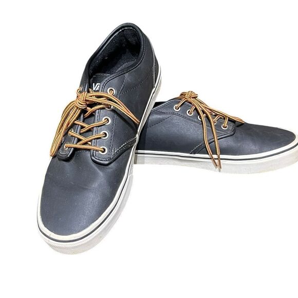 Vans Men’s Black Leather Shoes, Size 10.5 - Picture 6 of 9